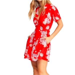 FREE PEOPLE Red Combo "Blue Hawaii" Floral Mini Dress - Size S - MAKE OFFER!